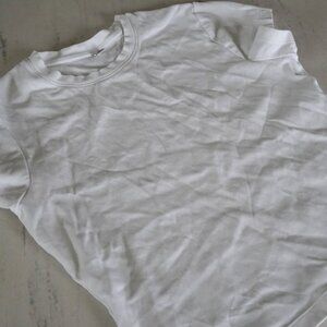 Uniqlo White Cotton Cropped T Shirt Size M
